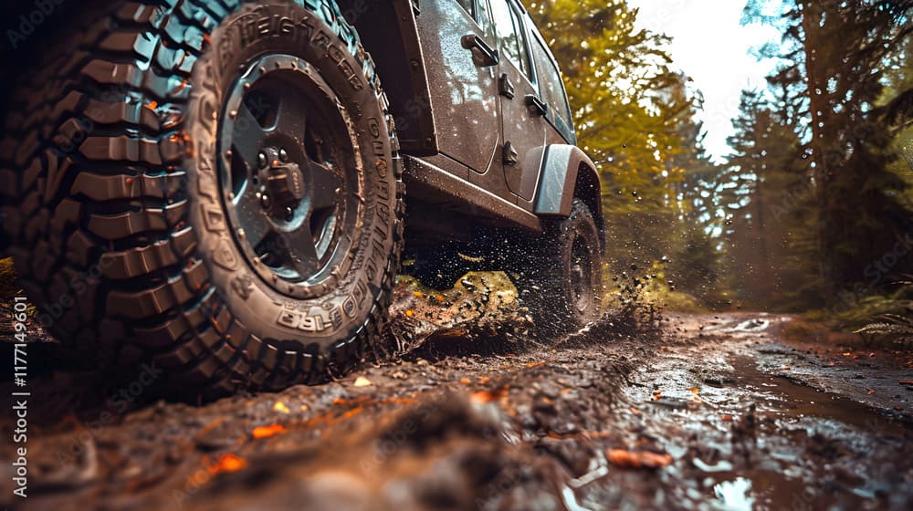 Konvoi kendaraan 4x4 menembus kabut pegunungan
